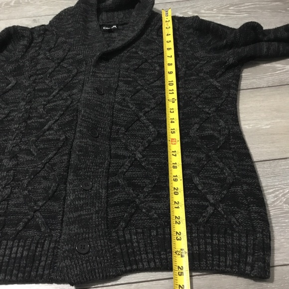 CARBON Cable Knit Black/Gray Cardigan size M - Picture 12 of 13